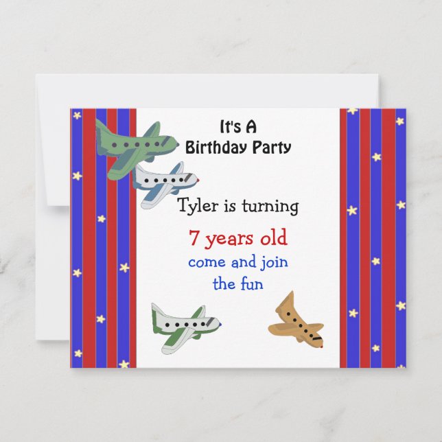 Aeroplanes Birthday Invitation (Front)