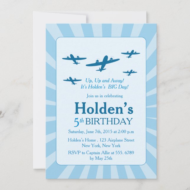 Aeroplanes Birthday party Invitations (Front)