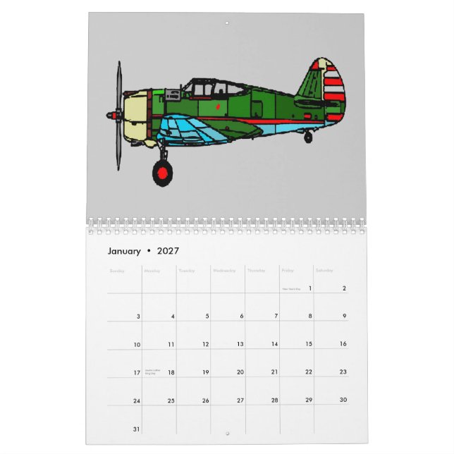aeroplanes calendar (Jan 2027)