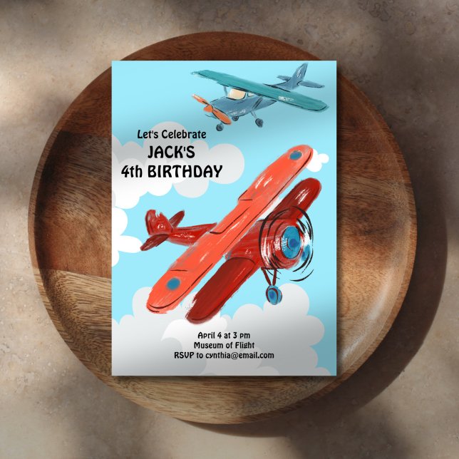 Aeroplanes Child Birthday Invitation (Creator Uploaded)