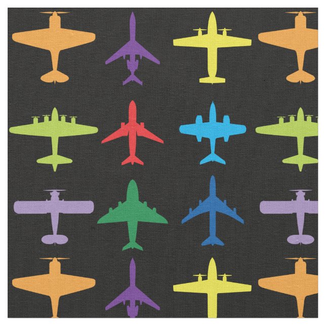 Aeroplanes, custom background and tile size fabric (Close Up)