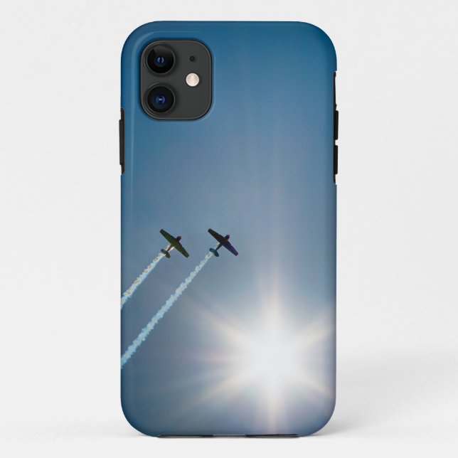 Aeroplanes Flying on Blue Sky with Sun. Case-Mate iPhone Case (Back)