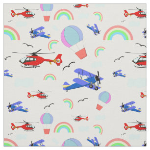 Aeroplanes, Helicopters, & Balloons Fabric
