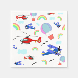 Aeroplanes, Helicopters, & Balloons Napkin