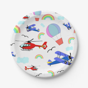 Aeroplanes, Helicopters, & Balloons Paper Plate