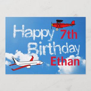 Aeroplanes in the Sky - Boys Birthday Invitation