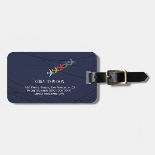 aeroplanes on blue luggage tag