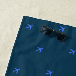 aeroplanes pattern blue beach towel for a pilot