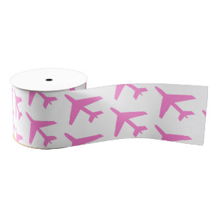 Aeroplanes Pink Travel Pilot Aviation Flight Crew Grosgrain Ribbon