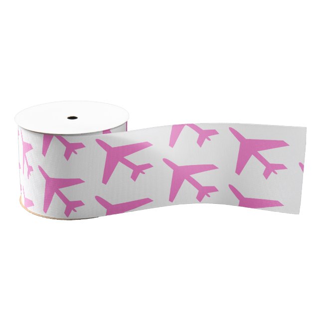 Aeroplanes Pink Travel Pilot Aviation Flight Crew  Grosgrain Ribbon (Spool)