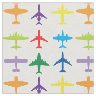 Aeroplanes, white background, custom  tile size fabric