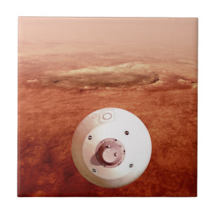 Aeroshell With Perseverance Rover Descent To Mars Ceramic Tile