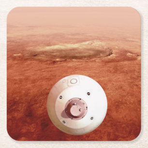 Aeroshell With Perseverance Rover Descent To Mars Square Paper Coaster