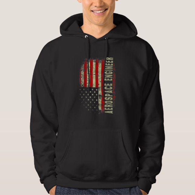 Aerospace Engineer 4th July US Flag Patriotic Engi Hoodie (Front)