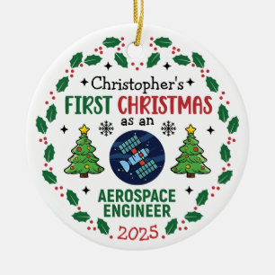 Aerospace Engineer First Christmas Personalized  Ceramic Ornament