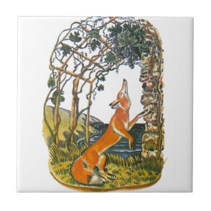 Aesop's fables, the fox and the grapes tile