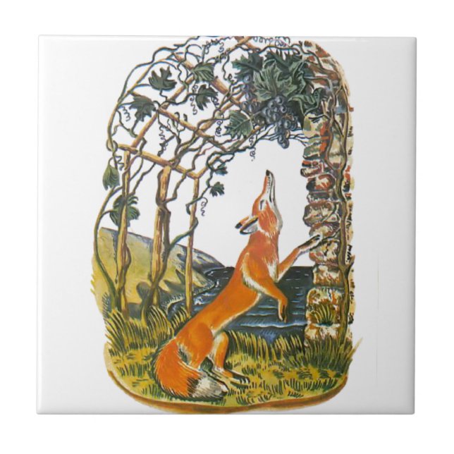 Aesop's fables, the fox and the grapes tile (Front)