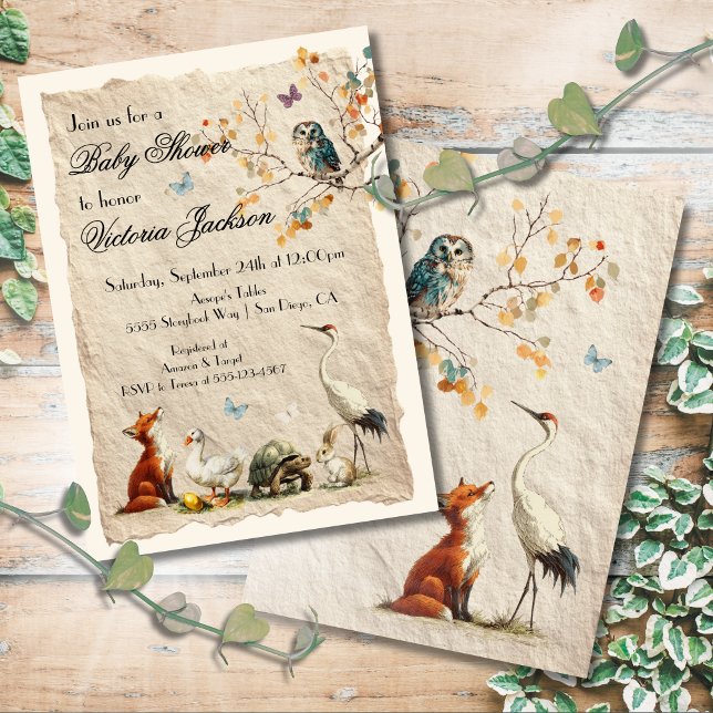 Aesop's Storybook Characters Baby Shower Invitation (Creator Uploaded)