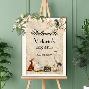 Aesop's Storybook Characters Baby Shower Poster