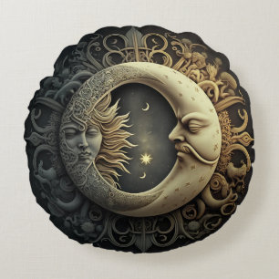AesSun and Moon Vintage Design Round Cushion