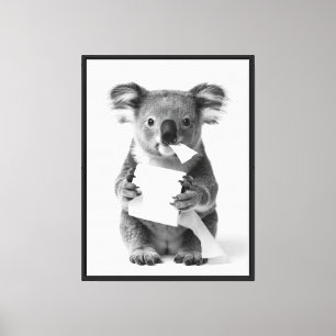 Aesthetic Adorable Koala Holding Toilet Paper Canvas Print