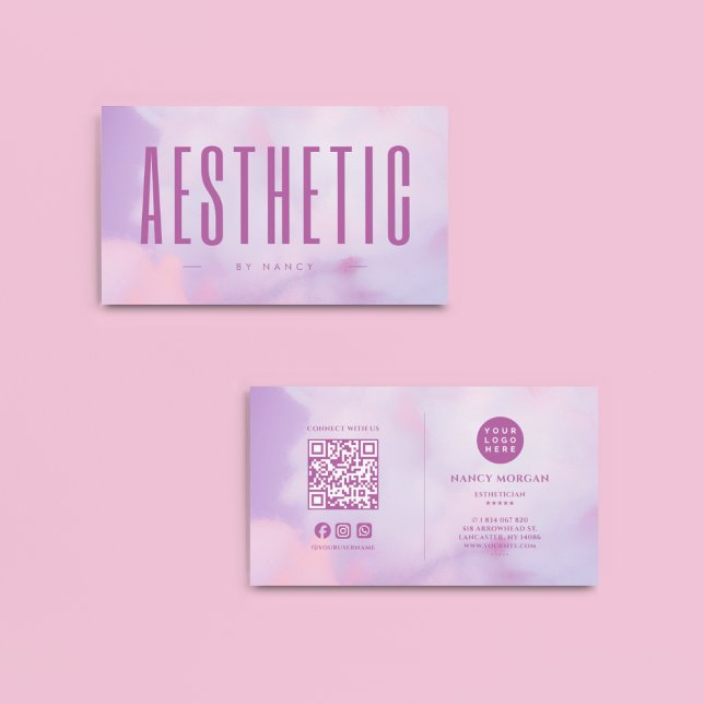 Aesthetic Aesthetician Purple Holographic Business Card (Creator Uploaded)