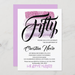 Aesthetic Amethyst Purple Glitter Modern Birthday Invitation