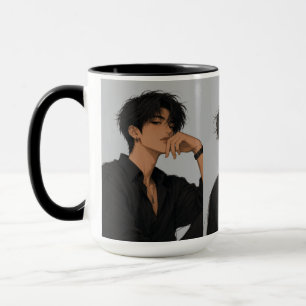 Aesthetic Anime Boy Trio Attitude Black Accent Mug
