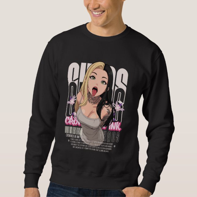 Aesthetic Anime Girl Tattoos Chaos Goth Streetwear Sweatshirt (Front)