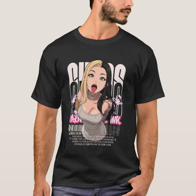 Aesthetic Anime Girl Tattoos Chaos Goth Streetwear T-Shirt (Front)