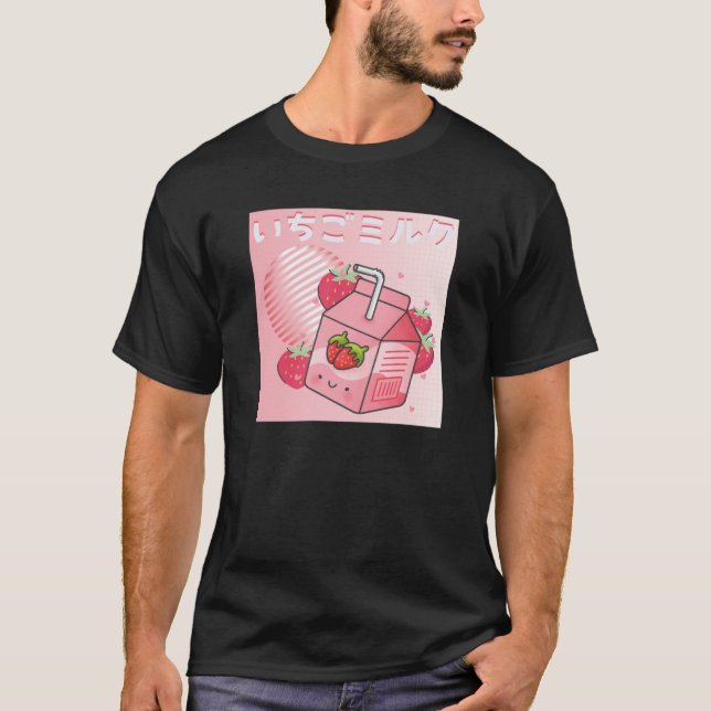 Aesthetic Anime Strawberry Milkshake For Otaku  T-Shirt (Front)