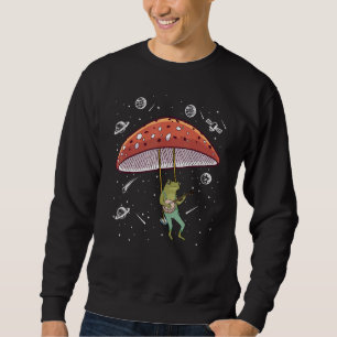 Aesthetic Astronaut Frog Playing Banjo on Mushroom Sweatshirt