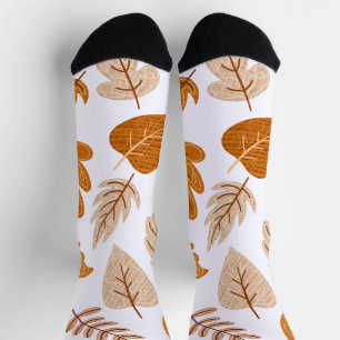 Aesthetic Autumn Leaves, Fall Theme Pattern Socks