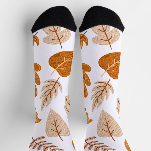 Aesthetic Autumn Leaves, Fall Theme Pattern Socks (Top)