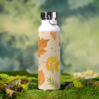 "Aesthetic Autumn Leaves Pattern Water Bottle"  Bottle