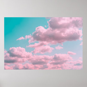 Aesthetic background with beautiful turquoise sky  poster