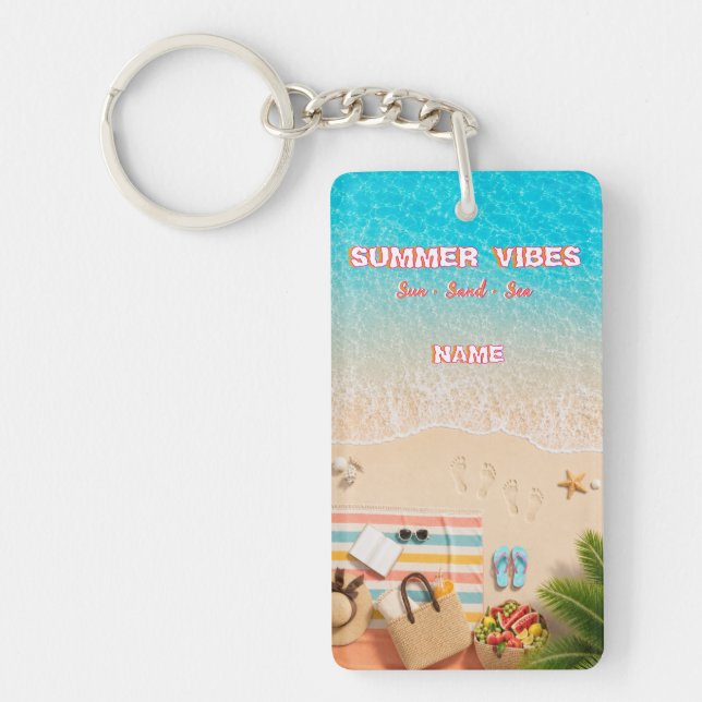 Aesthetic Beach Summer Acrylic Keychain (Front)