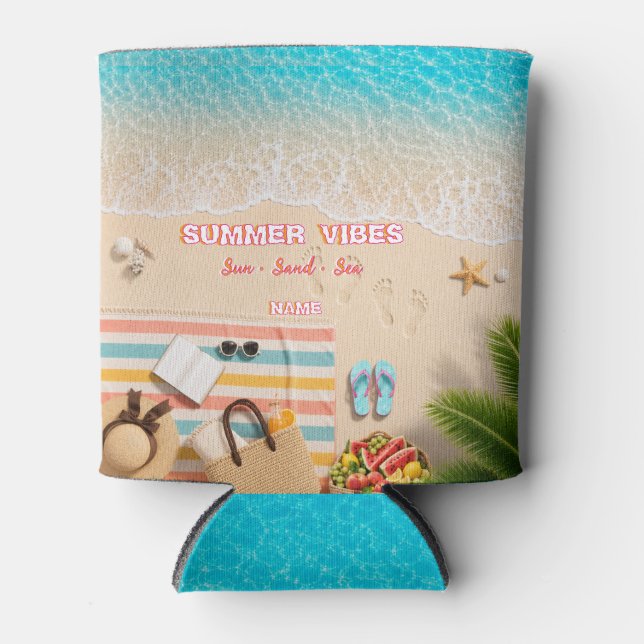 Aesthetic Beach Summer Can Cooler (Front)