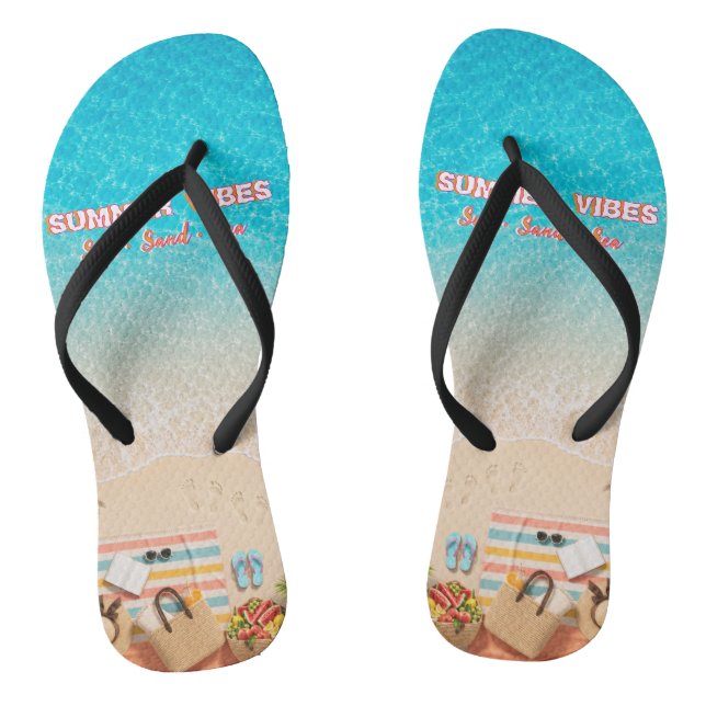 Aesthetic Beach Summer Womens Flip Flops (Footbed)