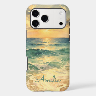 Aesthetic Beach Sunset Watercolor Custom Name