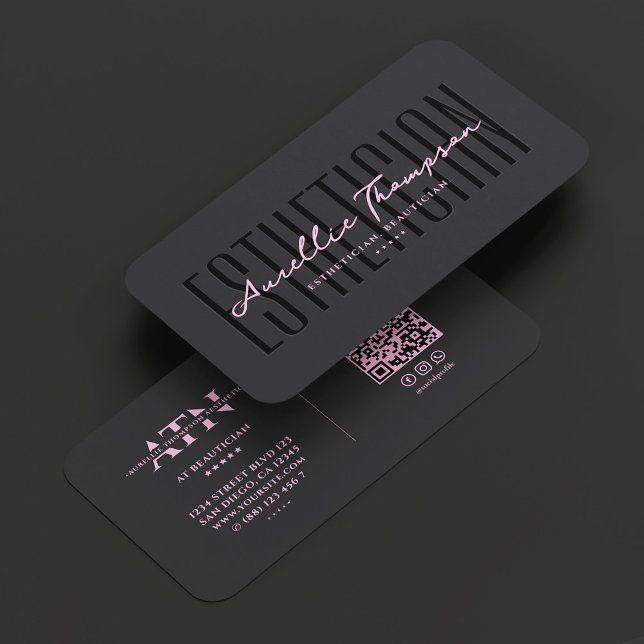 Aesthetic Beautician Cosmetologist Black Pink Business Card (Aesthetic Beautician Cosmetologist Black Pink Business Card
)