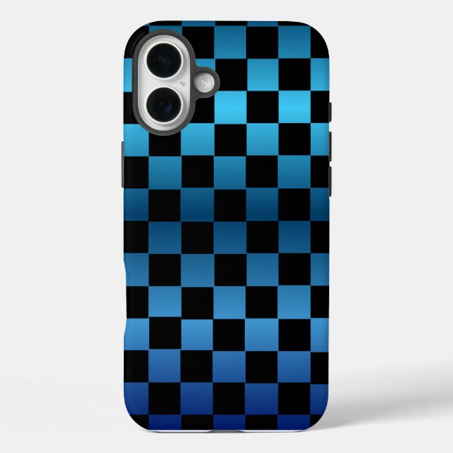 Aesthetic black and blue checkerboard retro Case-Mate iPhone case (Back)