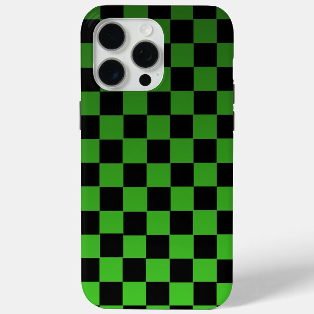 Aesthetic black and green chequerboard retro Case-Mate iPhone case (Back)
