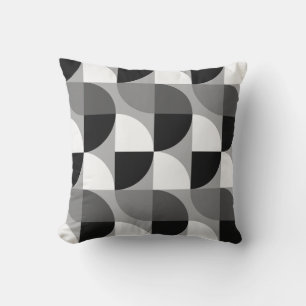 Aesthetic Black and white abstract mid-century Cushion