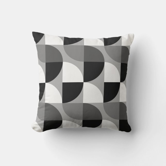 Aesthetic Black and white abstract mid-century Cushion (Front)