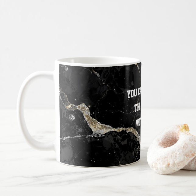 Aesthetic Black&gold Kintsugi with subtle humor Coffee Mug (With Donut)