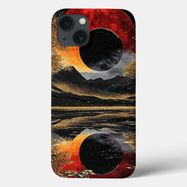 Aesthetic Black Moon Abstract Cosmic Case-Mate iPhone Case (Back)