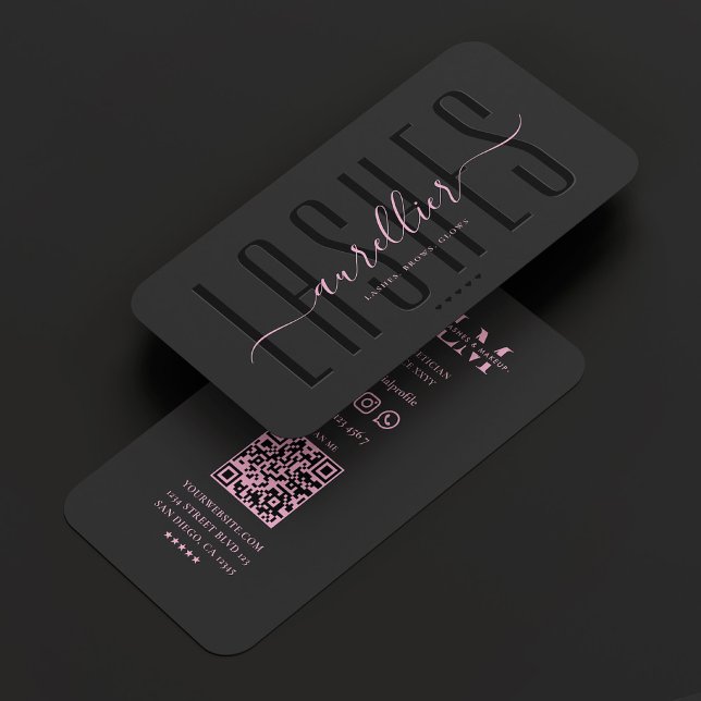 Aesthetic Black Pink Lashes Makeup Artist Beauty Business Card (Creator Uploaded)