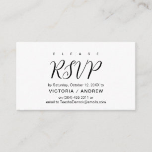 Aesthetic Black Script, Wedding RSVP respond Enclosure Card