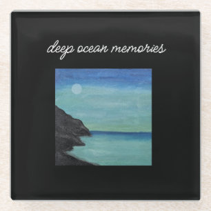 aesthetic blue and black glass coaster
